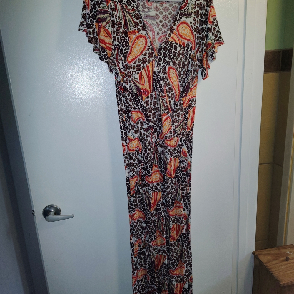 Scarlett Leopard Print Maxi Dress with Orange Accents
